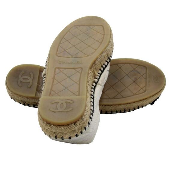 Chanel Espadrille 38 Canvas Quilted Double Stacked Flats CC-0208N-0011 - Picture 9 of 11